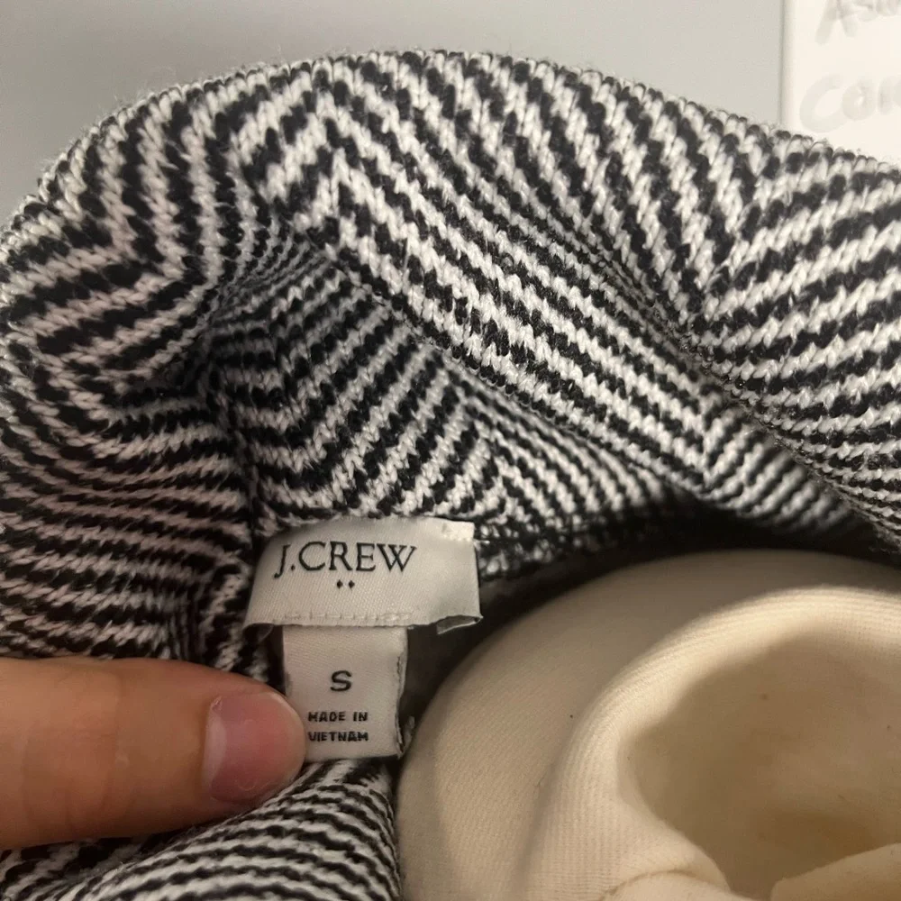 J. Crew Long Sleeve Funnelneck Pullover Fleece Lined Sweater-Herringbone-Size S‎